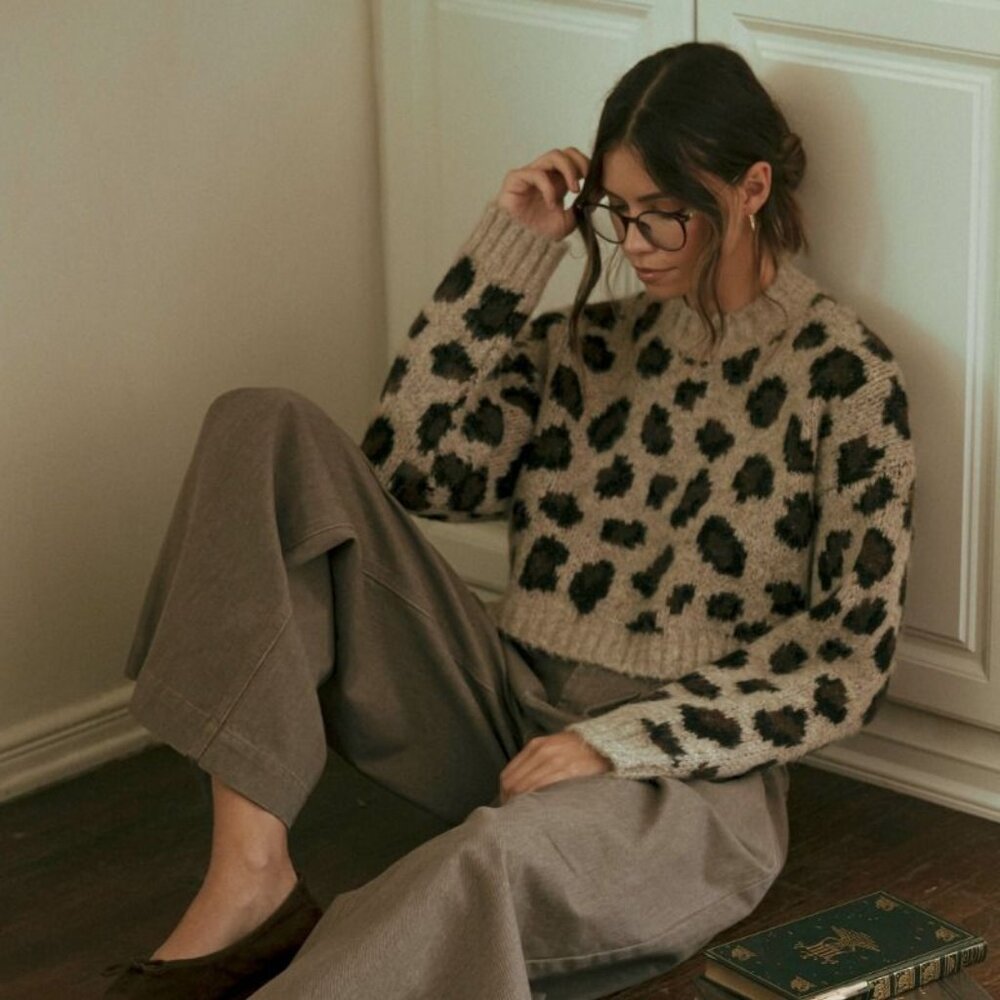 NWT Mable Leopard Print Knit Sweater